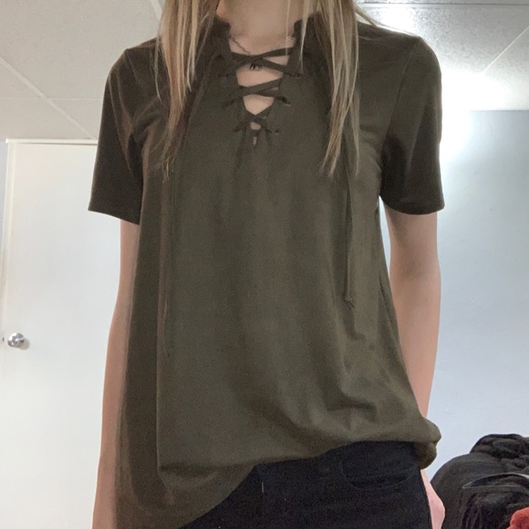 Suede Lace up T-shirt - Picture 3 of 3